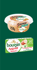2 produits Boursin® de la gamme Les Tartinables Créatifs ou Les Roulés
