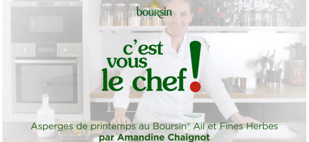 Asperges de printemps au fromage Boursin® Ail et Fines Herbes par Amandine Chaignot.