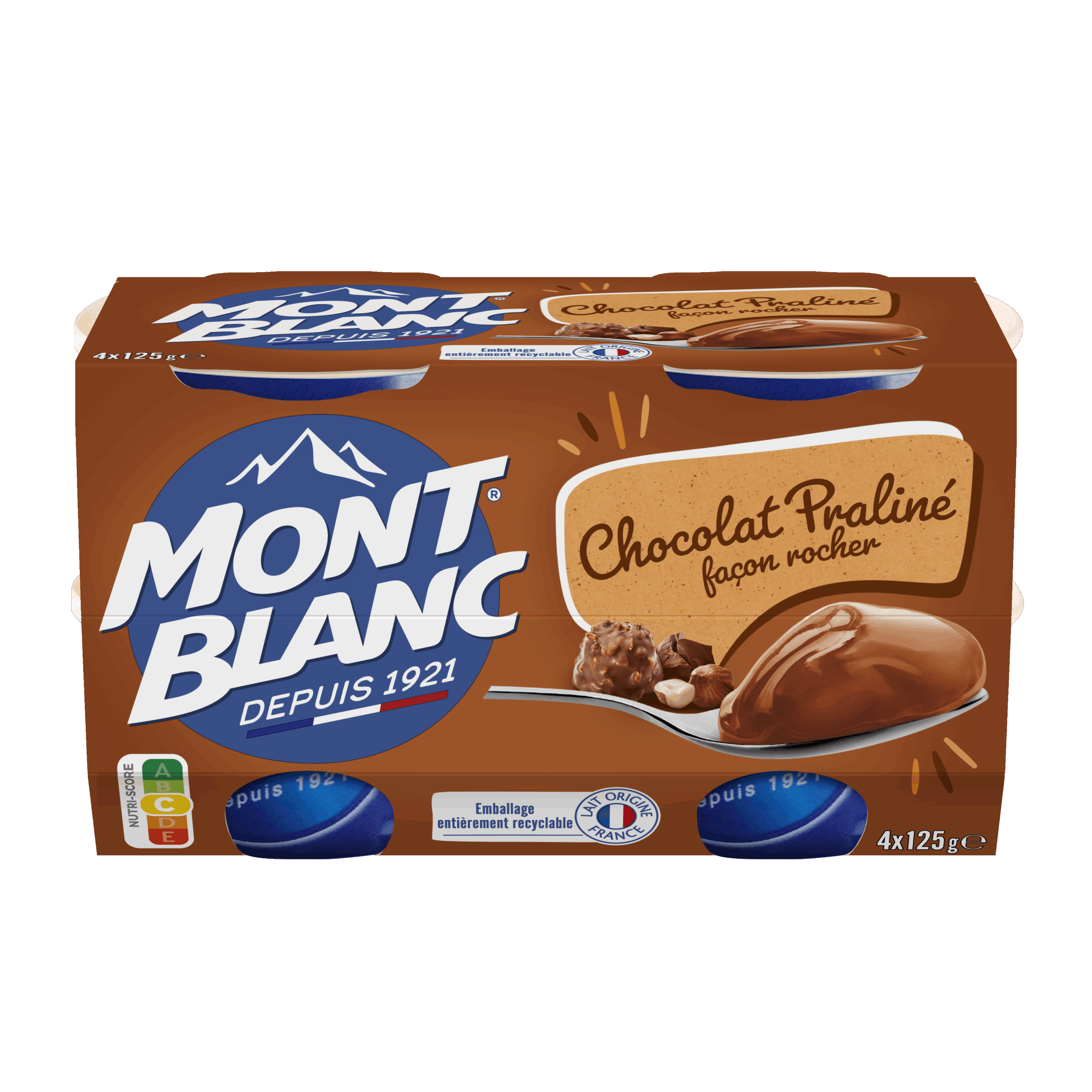 Mont Blanc® Chocolat Praliné façon rocher 4x125g - Ribambel