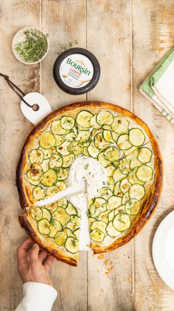 Tarte fine aux courgettes et Boursin® Cuisine aromatisé saveur Truffe