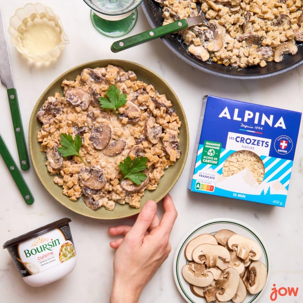 risotto de crozets aux champignons & BOURSIN® CUISINE AROMATISé SAVEUr truffe
